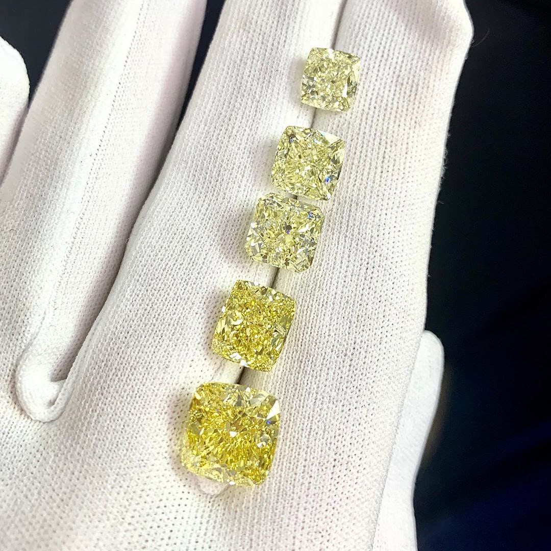 Shades of yellow diamonds