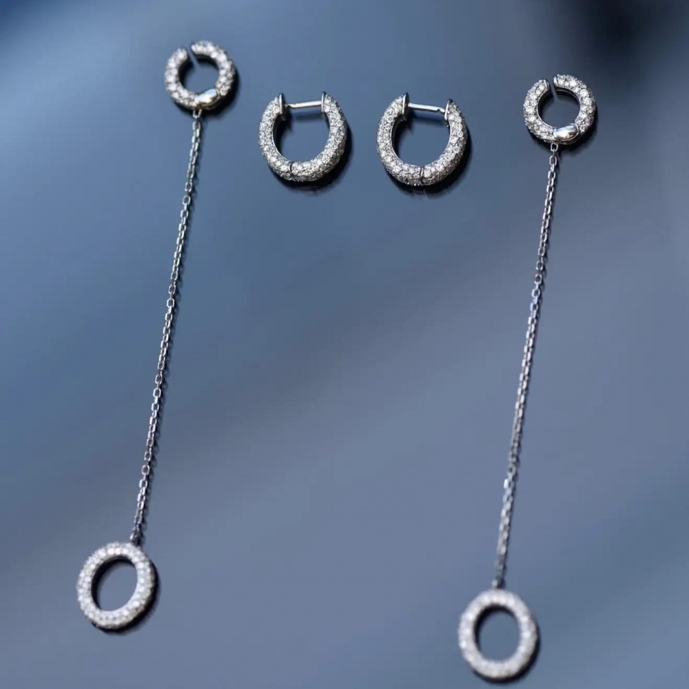 6,3 Carat Diamonds 18 Karat White Gold Transformer Earrings 