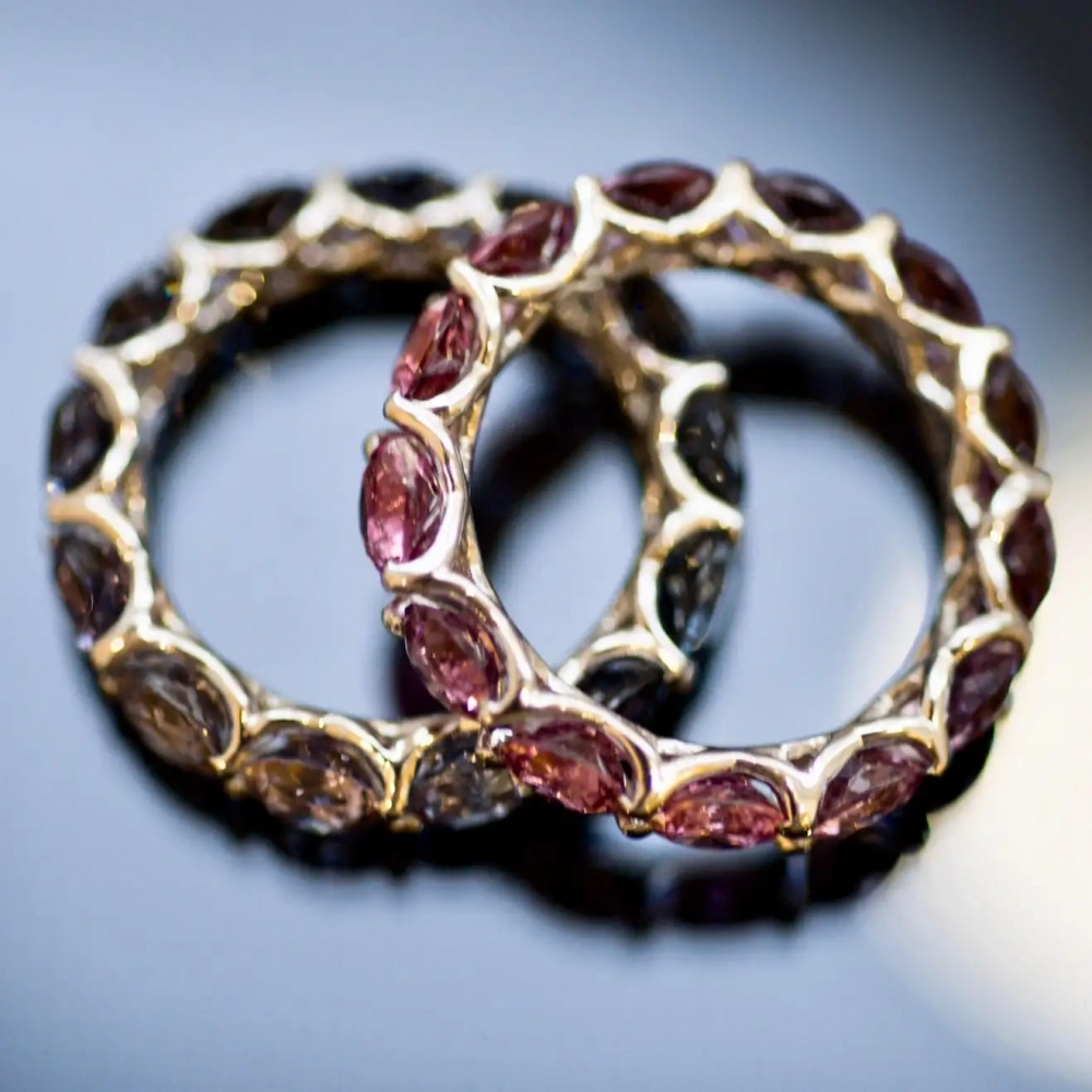 Spinel Mix Color 14 Karat White Gold Infinity Ring