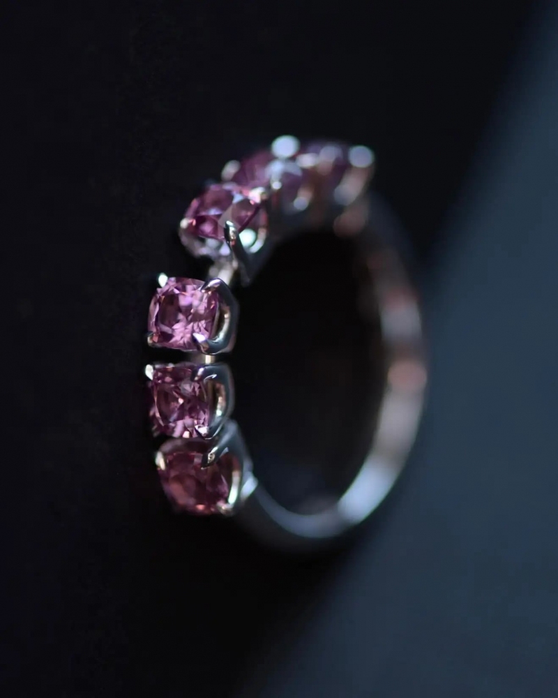 2,5 Carat Natural Mix Spinel 18 Karat White Gold Enternal Motion Ring by D&A