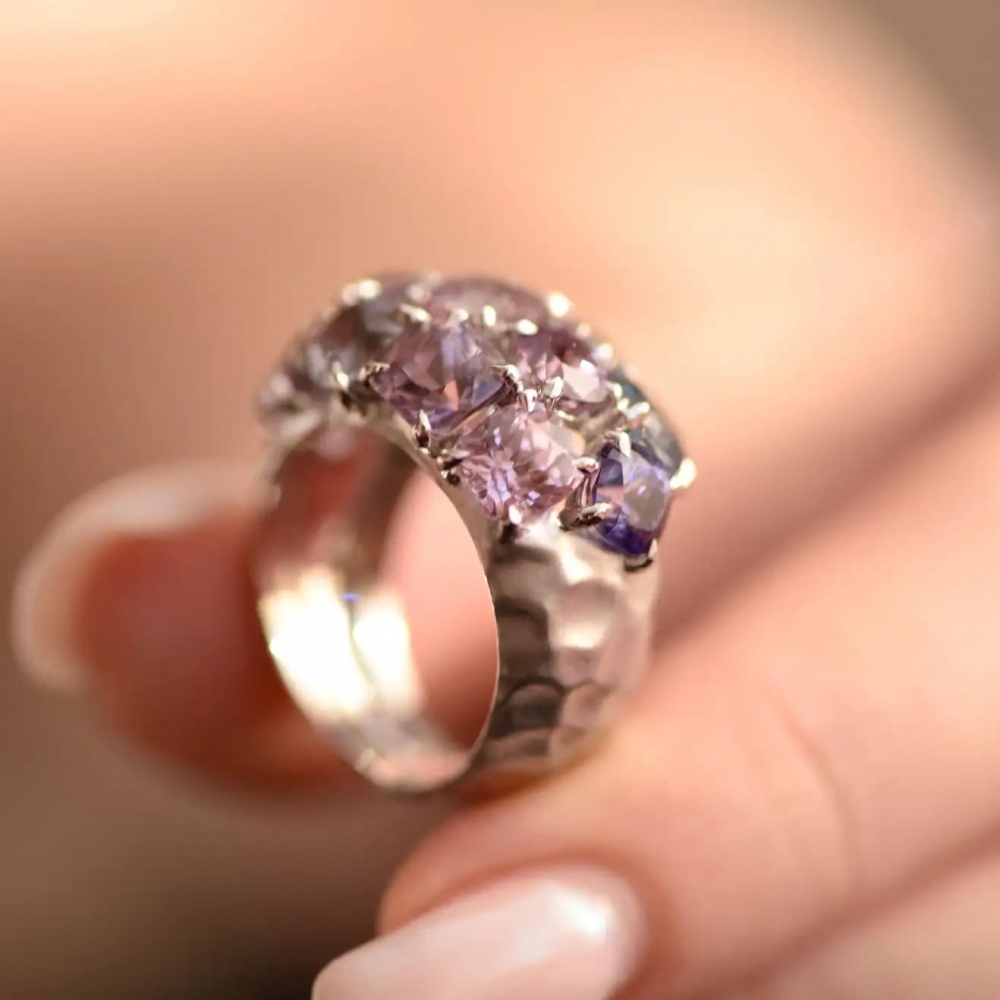 12 Carat Natural Grey Spinel 14 Karat White Gold Cocktail Ring by D&a