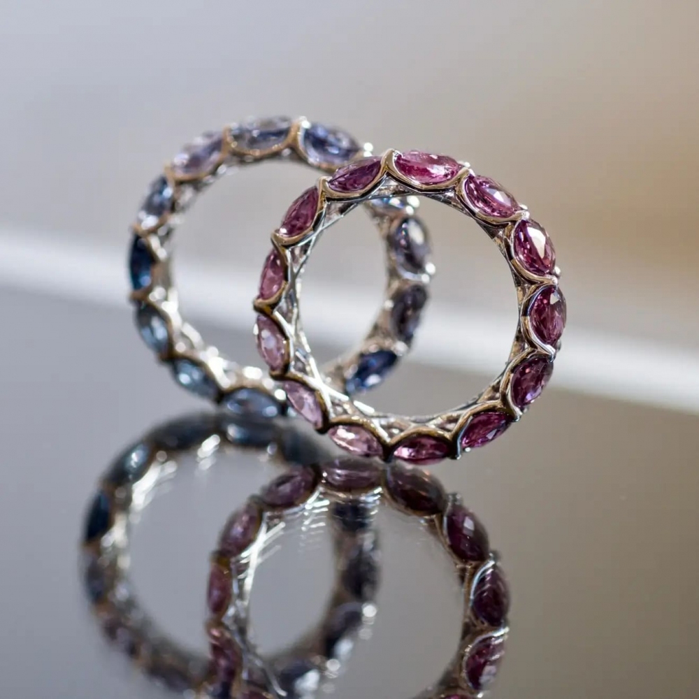 Spinel Mix Color 14 Karat White Gold Infinity Ring