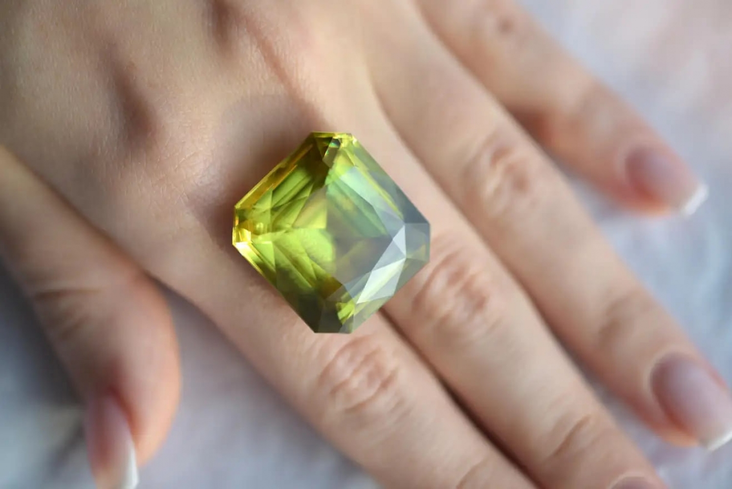 70 Carat Natural Green Madagascar Sphene Radiant Shape