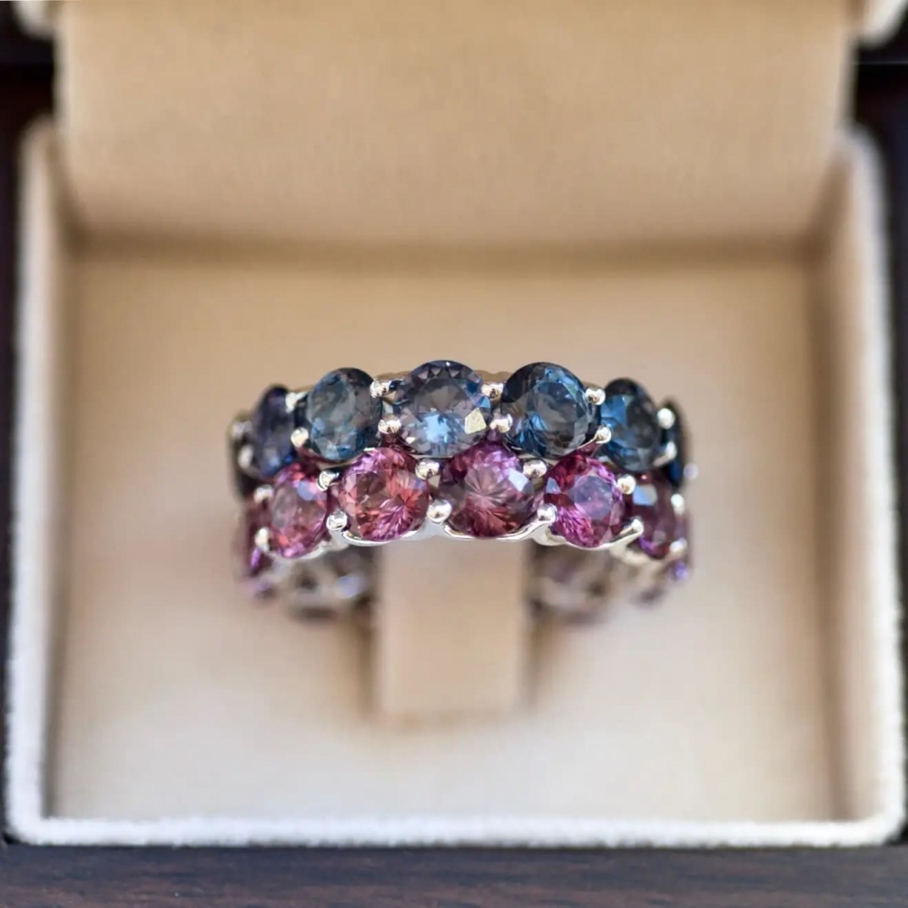 Spinel Mix Color 14 Karat White Gold Infinity Ring