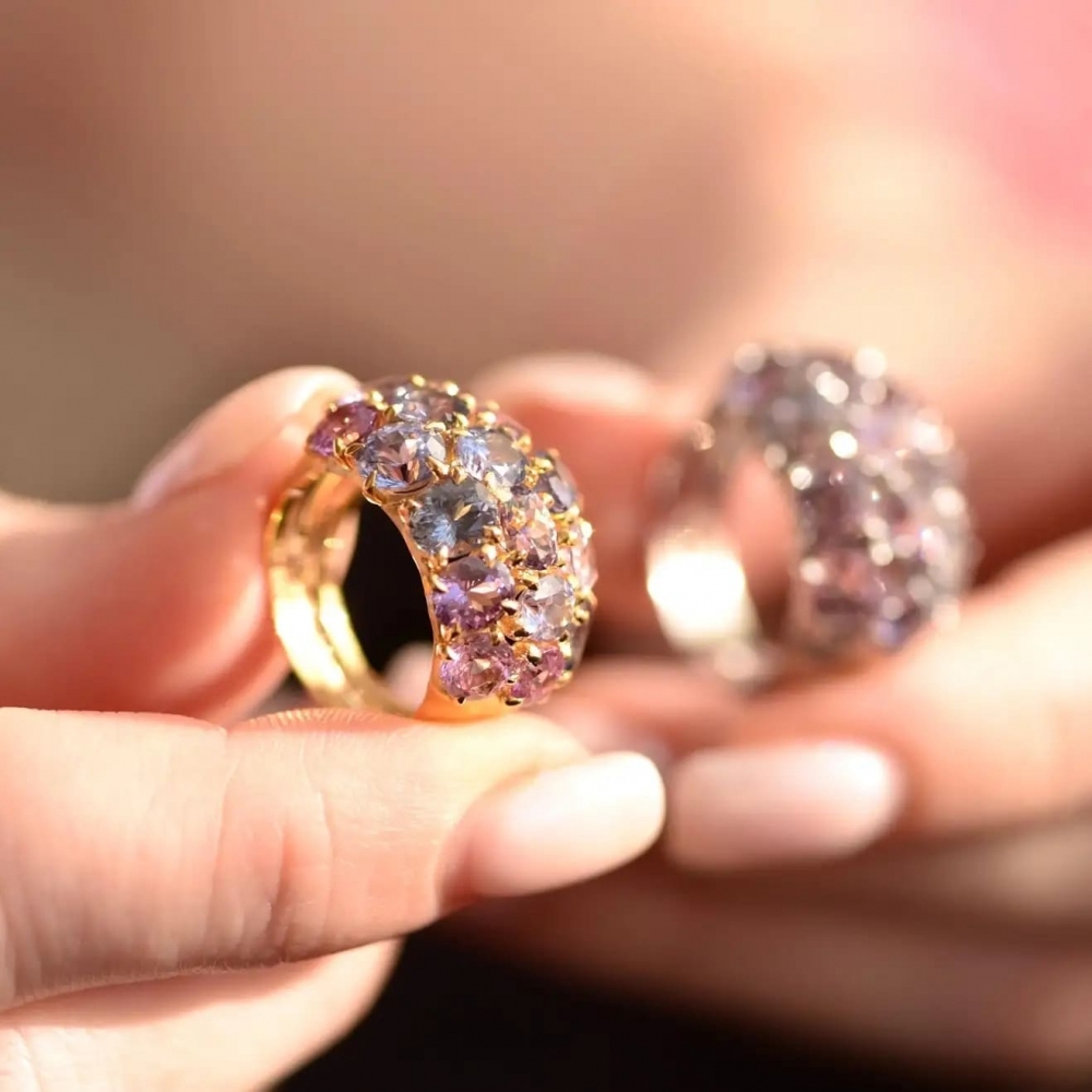 10 Carat Natural Purple Spinel 14 Karat Yellow Gold Cocktail Ring by D&A