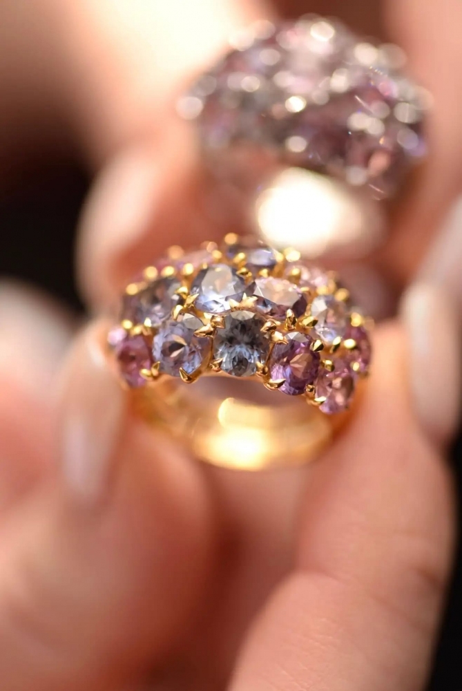 10 Carat Natural Purple Spinel 14 Karat Yellow Gold Cocktail Ring by D&A