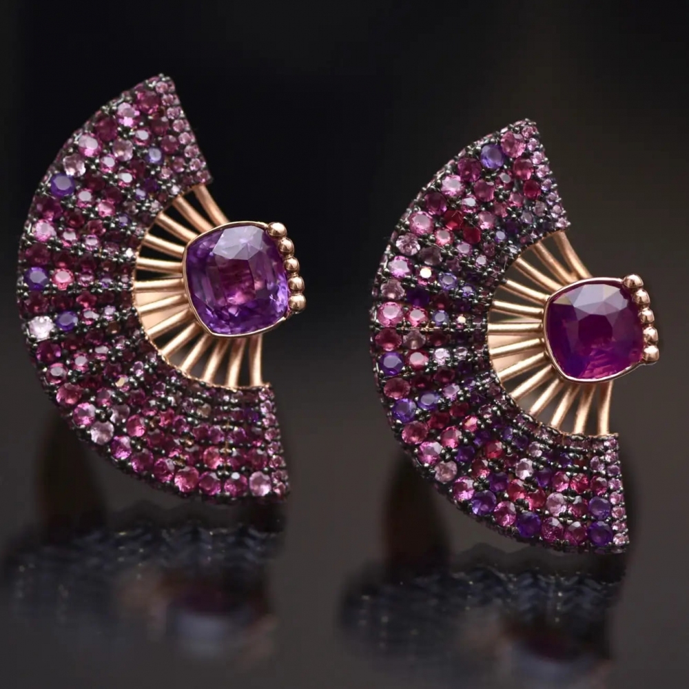2,36 Carat Natural Purple Sapphire 18 Karat Rose Gold 