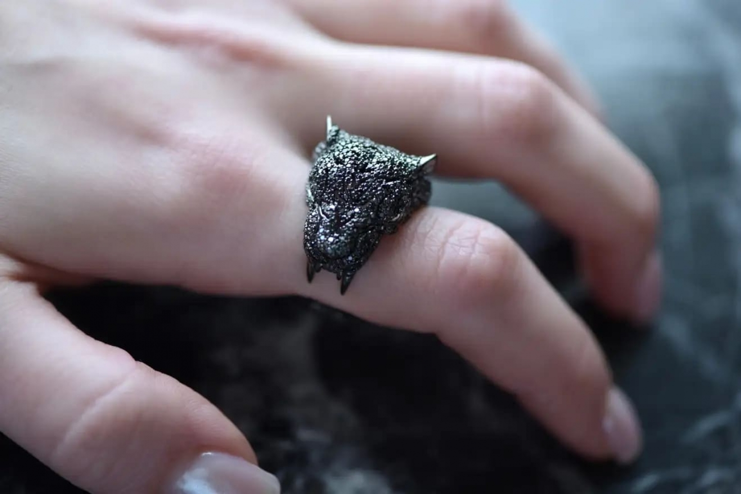 3,3 Carat Black Diamonds 18 Karat Black Gold 