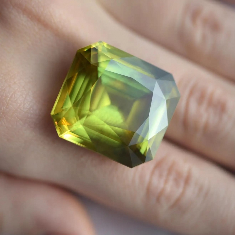 70 Carat Natural Green Madagascar Sphene Radiant Shape